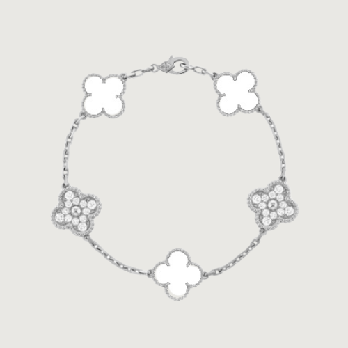 Bracelet trefle ARGENT strass